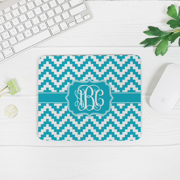 Pixelated Chevron Rectangular Mouse Pad - LIFESTYLE 2