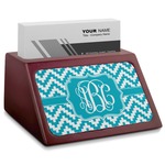 Pixelated Chevron Red Mahogany Business Card Holder (Personalized)