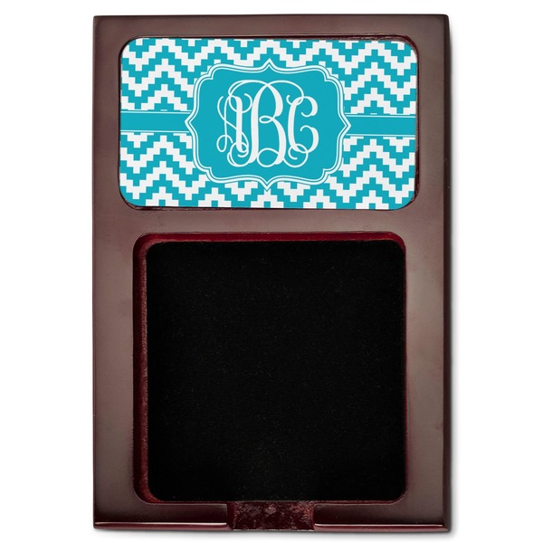 Pixelated Chevron Red Mahogany Sticky Note Holder - Flat