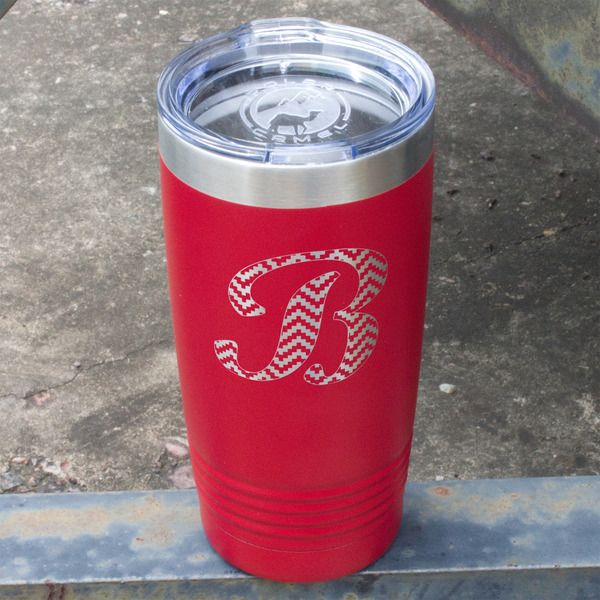 Pixelated Chevron Red Polar Camel Tumbler - 20oz - Angled