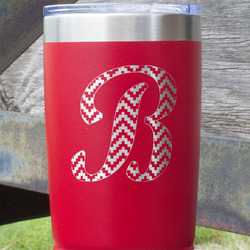 Pixelated Chevron 20 oz Stainless Steel Tumbler - Red - Double Sided (Personalized)