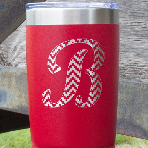 Pixelated Chevron Red Polar Camel Tumbler - 20oz - Close Up