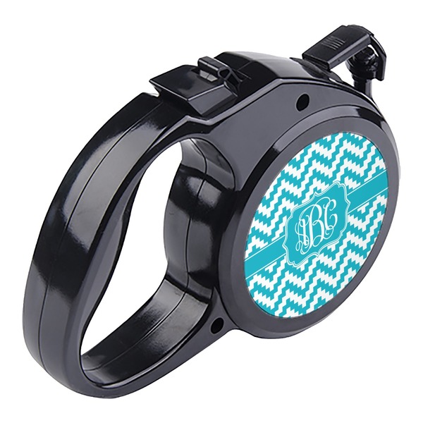 Pixelated Chevron Retractable Dog Leash - Angle