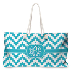 Pixelated Chevron Large Tote Bag with Rope Handles (Personalized)