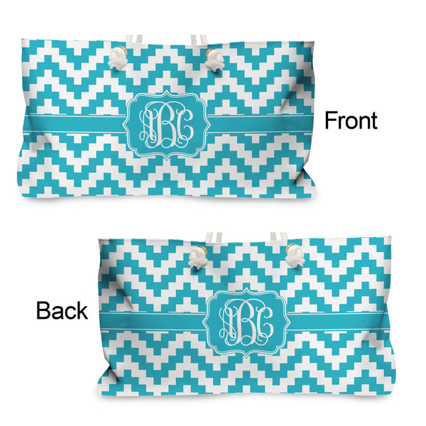 Pixelated Chevron Large Rope Tote - From & Back View