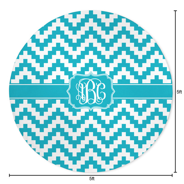 Pixelated Chevron Round Area Rug - Size