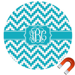 Pixelated Chevron Round Car Magnet - 6" (Personalized)