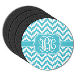 Pixelated Chevron Round Rubber Backed Coasters - Set of 4 (Personalized)
