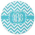 Pixelated Chevron Round Rubber Backed Coaster (Personalized)