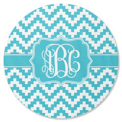 Pixelated Chevron Round Rubber Backed Coaster (Personalized)