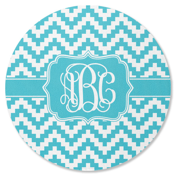 Pixelated Chevron Round Coaster Rubber Back - Single