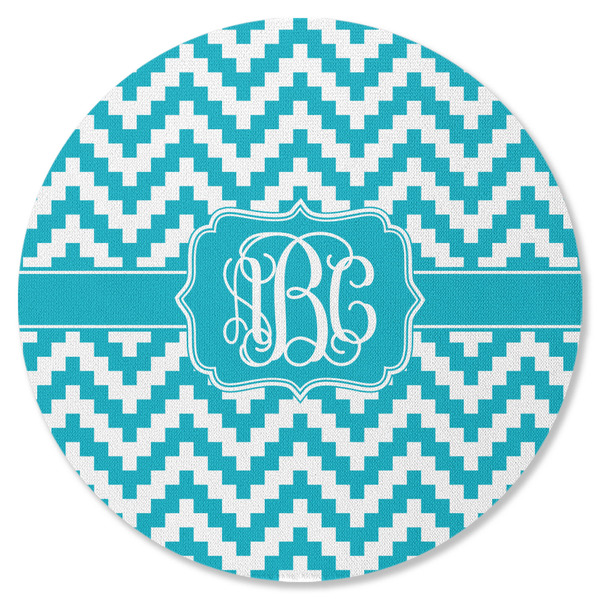 Pixelated Chevron Round Coaster Rubber Back - Single