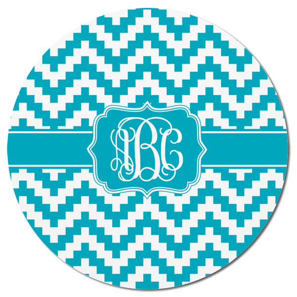Pixelated Chevron Round Fridge Magnet - FRONT