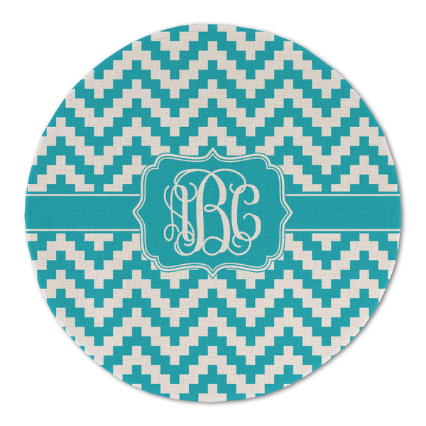Pixelated Chevron Round Linen Placemats - FRONT (Double Sided)