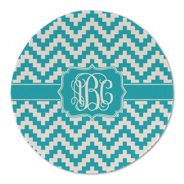 Custom Pixelated Chevron Round Linen Placemat - Single Sided (Personalized)