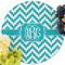 Pixelated Chevron Round Linen Placemats - Front (w flowers)