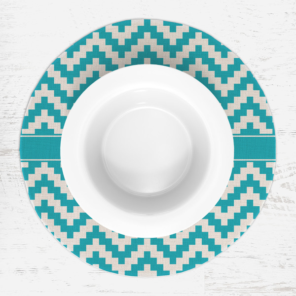Pixelated Chevron Round Linen Placemats - LIFESTYLE (single)