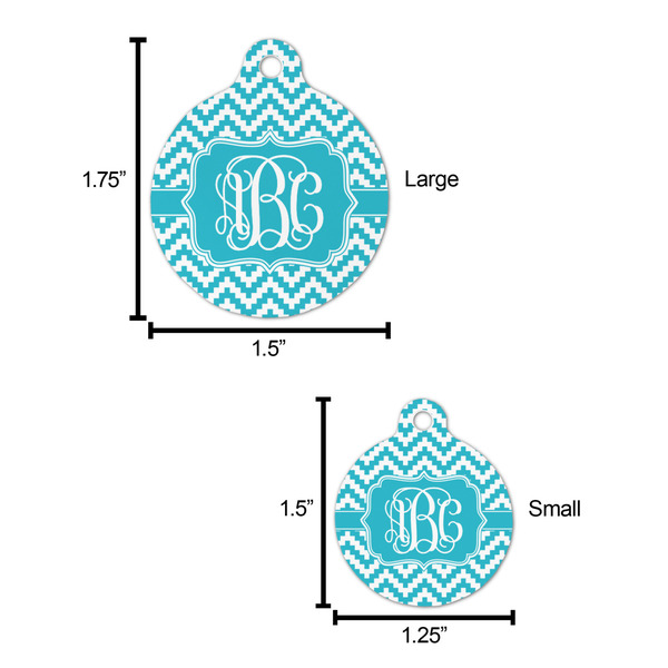 Pixelated Chevron Round Pet ID Tag - Large - Comparison Scale