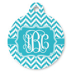 Pixelated Chevron Round Pet ID Tag - Large (Personalized)