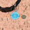 Pixelated Chevron Round Pet ID Tag - Small - In Context