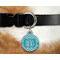 Pixelated Chevron Round Pet Tag on Collar & Dog