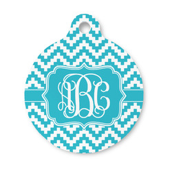 Pixelated Chevron Round Pet ID Tag - Small (Personalized)