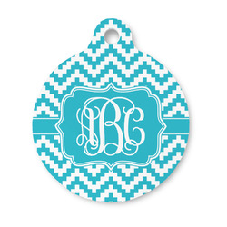 Pixelated Chevron Round Pet ID Tag - Small (Personalized)