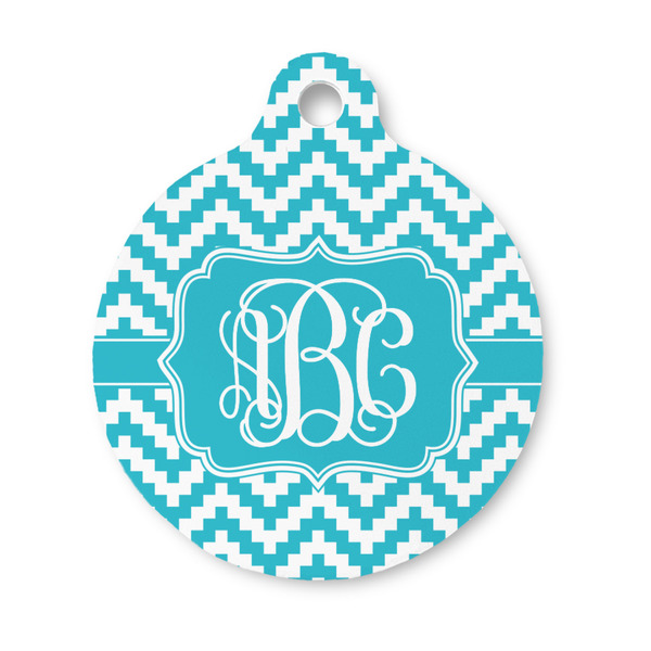 Custom Pixelated Chevron Round Pet ID Tag - Small (Personalized)