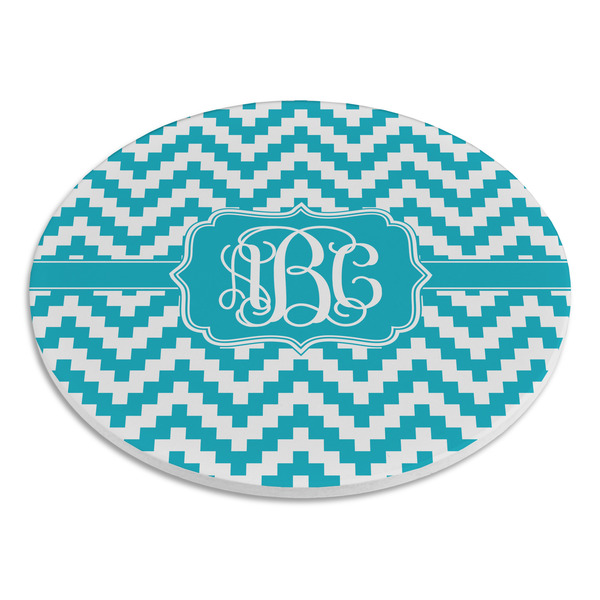 Pixelated Chevron Round Stone Trivet - Angle View
