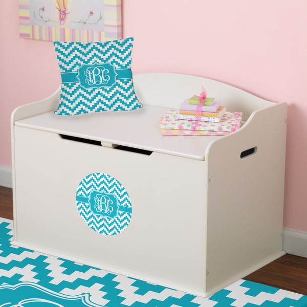 Pixelated Chevron Round Wall Decal on Toy Chest