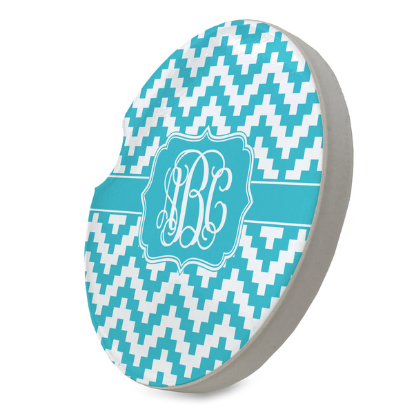 Pixelated Chevron Sandstone Car Coaster - STANDING ANGLE