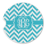 Pixelated Chevron Sandstone Car Coaster - Single (Personalized)