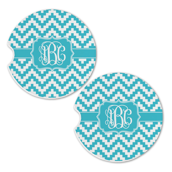 Pixelated Chevron Sandstone Car Coasters - Set of 2