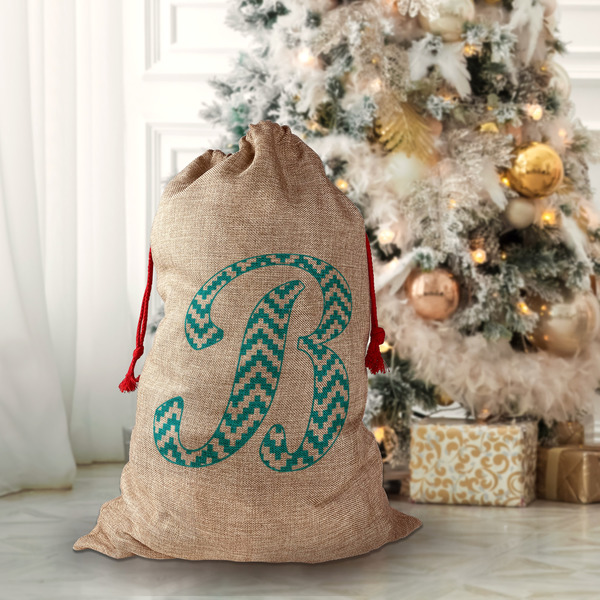 Pixelated Chevron Santa Bag - Lifestyle