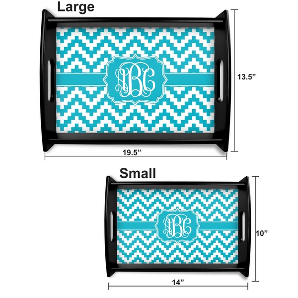 Pixelated Chevron Serving Tray Black Sizes