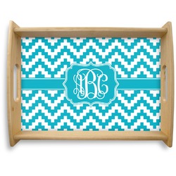 Pixelated Chevron Natural Wooden Tray - Large (Personalized)