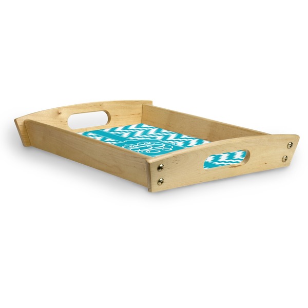 Pixelated Chevron Serving Tray Wood Small - Corner