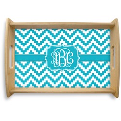 Pixelated Chevron Natural Wooden Tray - Small (Personalized)