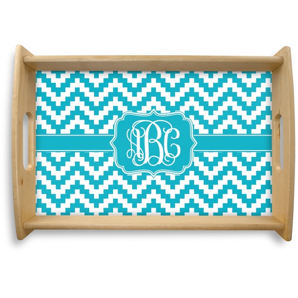 Custom Pixelated Chevron Natural Wooden Tray - Small (Personalized)