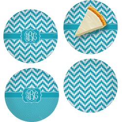 Pixelated Chevron Set of 4 Glass Appetizer / Dessert Plate 8" (Personalized)