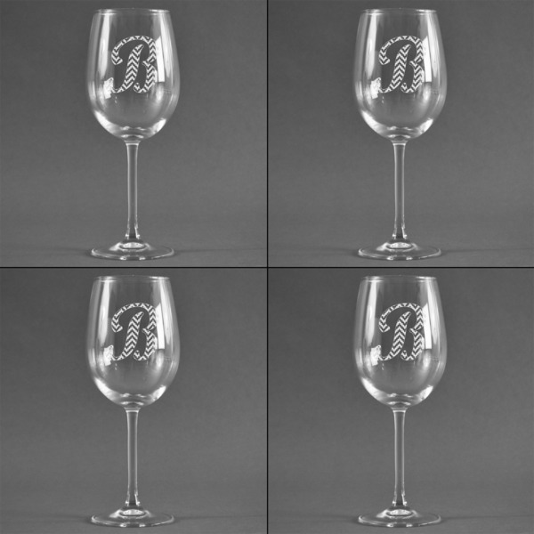 Pixelated Chevron Set of Four Personalized Wineglasses (Approval)
