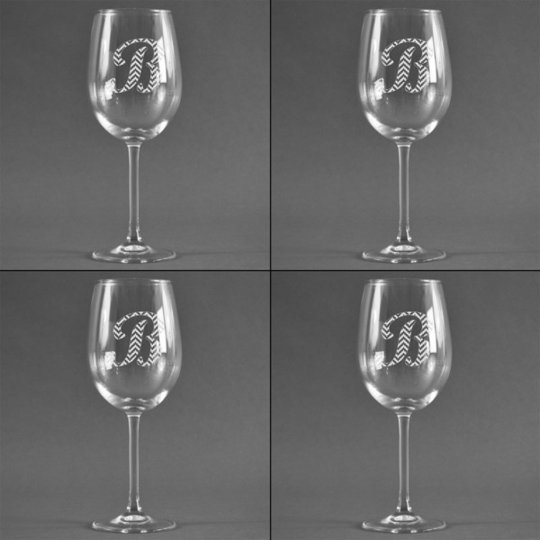 Pixelated Chevron Set of Four Personalized Wineglasses (Approval)