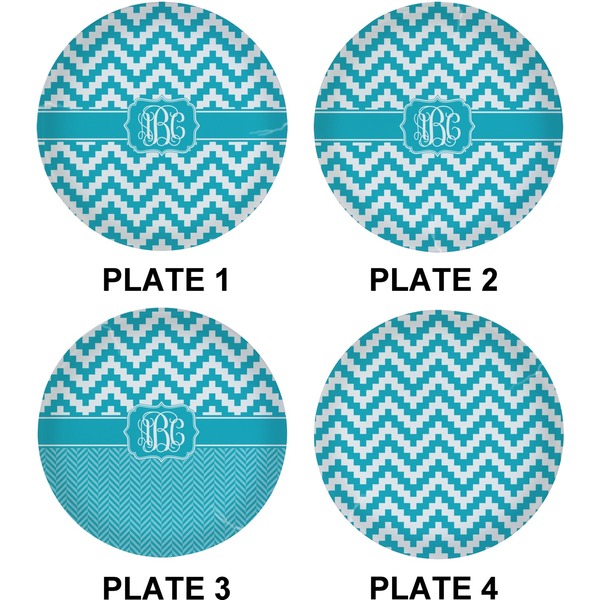 Pixelated Chevron Set of Lunch / Dinner Plates (Approval)