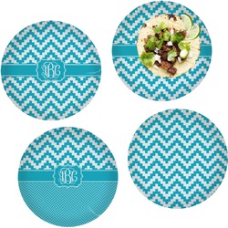 Pixelated Chevron Set of 4 Glass Lunch / Dinner Plate 10" (Personalized)