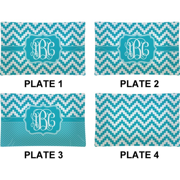 Pixelated Chevron Set of Rectangular Dinner Plates (Approval)
