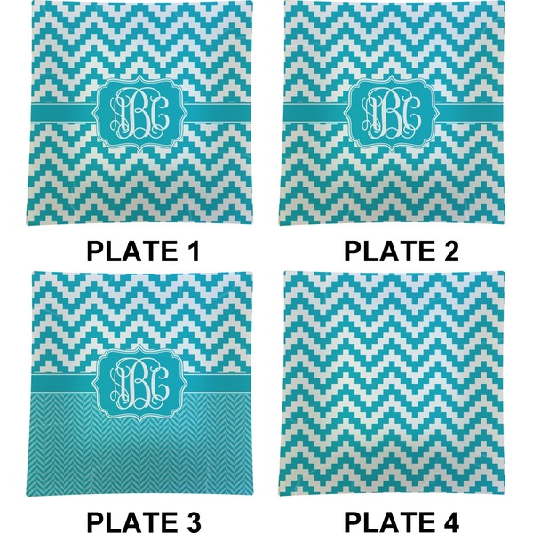 Pixelated Chevron Set of Square Dinner Plates (Approval)