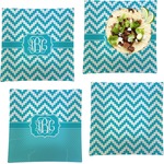 Pixelated Chevron Set of 4 Glass Square Lunch / Dinner Plate 9.5" (Personalized)