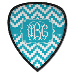 Pixelated Chevron Iron on Shield Patch A w/ Monogram
