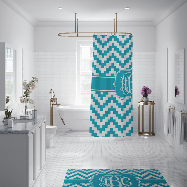 Pixelated Chevron Shower Curtain - 70"x83"
