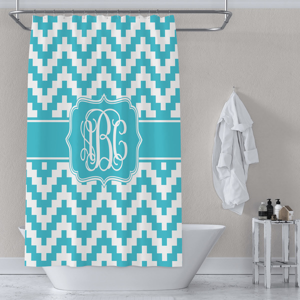 Pixelated Chevron Shower Curtain Lifestyle